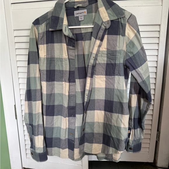 Carhartt Checkered Flannel Shirt in Blue and Cream - Picture 1 of 1